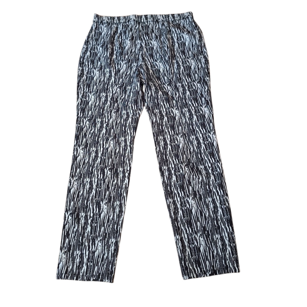 Style & CO Black & White abstract marbled stretch Pants Ladies Large edgy Artist